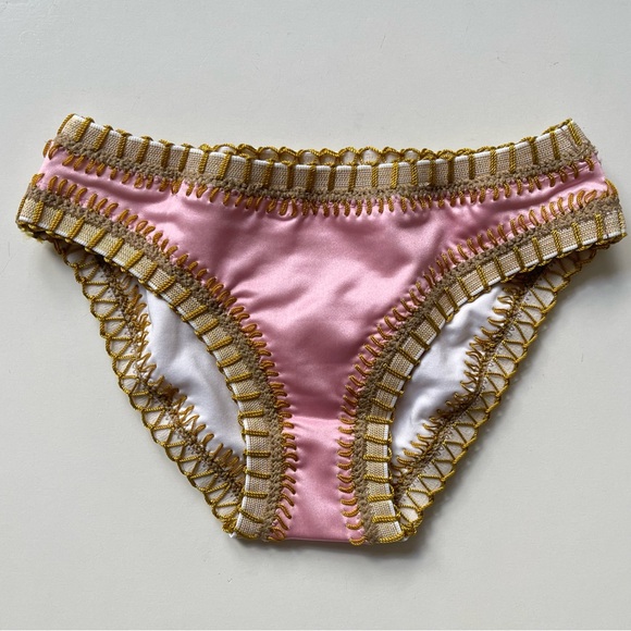 Pq Swim / Platinum Swimwear Girl’s Sporty Pink Embroidered Bikini - Size 4 - Picture 4 of 10